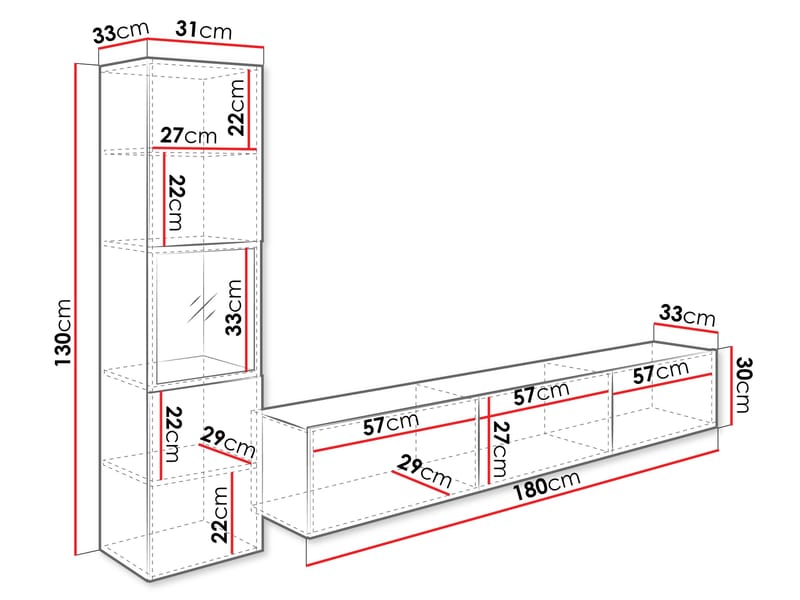 Bergfelde TV-enhed 2 dele - Møbler - Møbelsæt - Møbelsæt til stuen