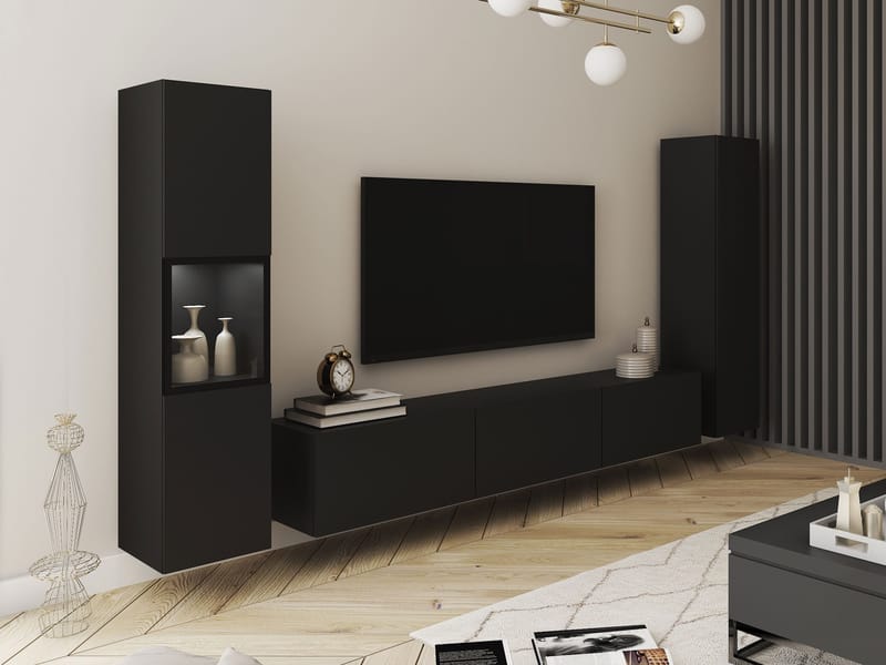 Bergfelde TV-enhed 3 dele med Belysning - Møbler - Møbelsæt - Møbelsæt til stuen