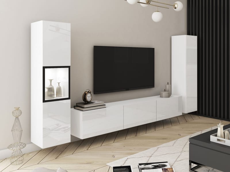 Bergfelde TV-enhed 3 dele med Belysning - Møbler - Møbelsæt - Møbelsæt til stuen