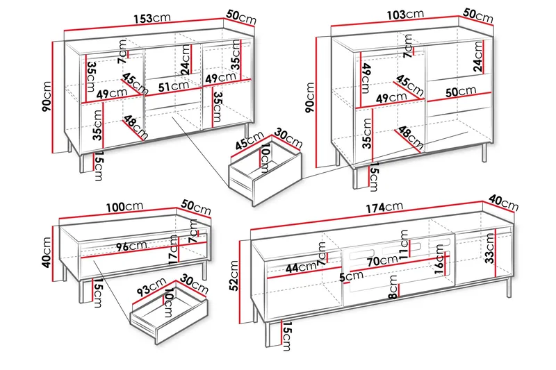 Bjurholm Møbelsæt Til Stue - Hvid - Møbler - Møbelsæt - Møbelsæt til stuen