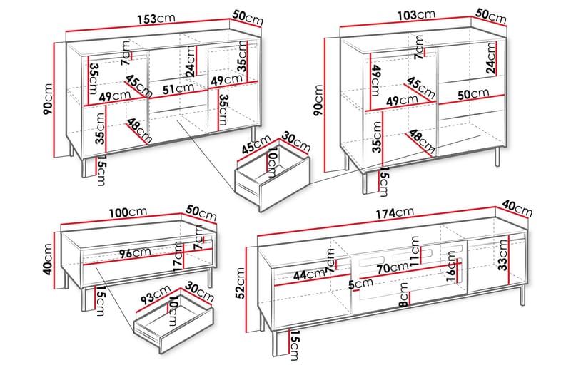 Bjurholm Møbelsæt Til Stue - Hvid - Møbler - Møbelsæt - Møbelsæt til stuen