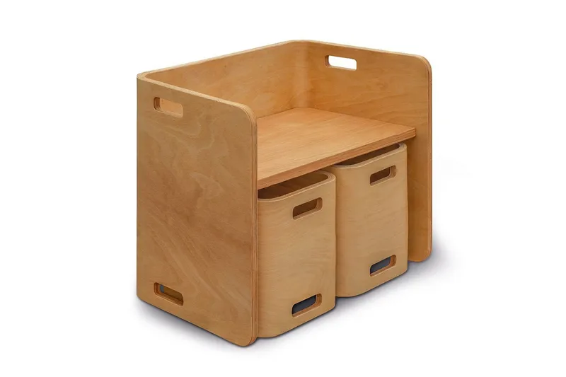 Bord & Stolesæt (3 dele) Miraeny Naturlig - Natur - Møbler - Børnemøbler - Børneborde