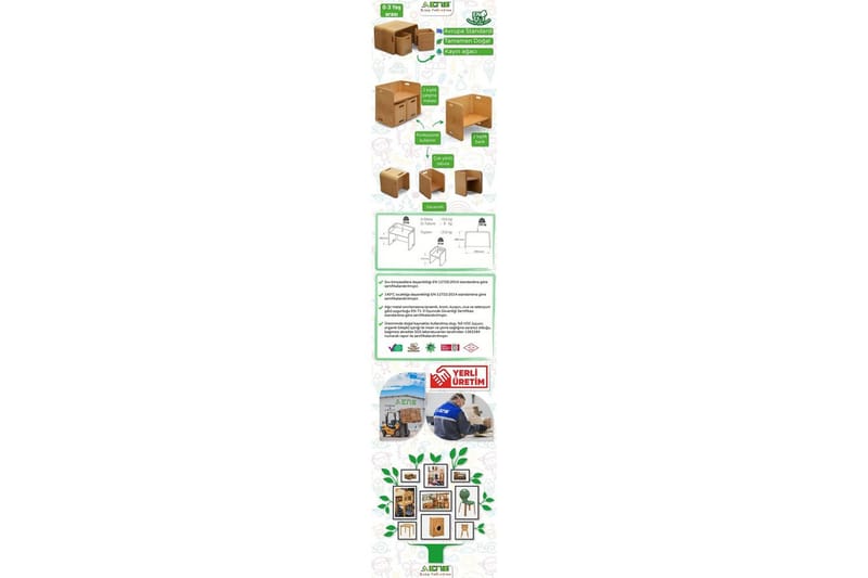 Bord & Stolesæt (3 dele) Miraeny Naturlig - Natur - Møbler - Møbelsæt - Møbelsæt til køkken & spisestue