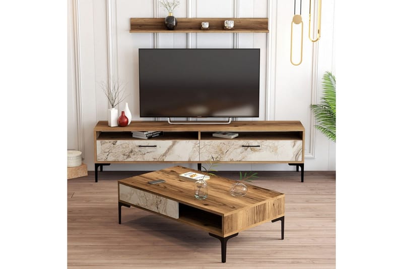 Brutorp Møbelsæt til Stuen - Valnød/Hvid - Møbler - Møbelsæt - Møbelsæt til stuen