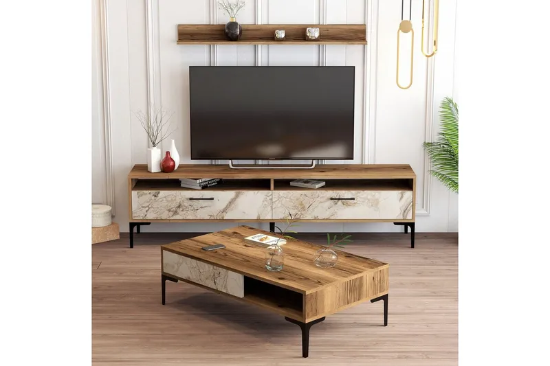 Brutorp Møbelsæt til Stuen - Valnød/Hvid - Møbler - Møbelsæt - Møbelsæt til stuen