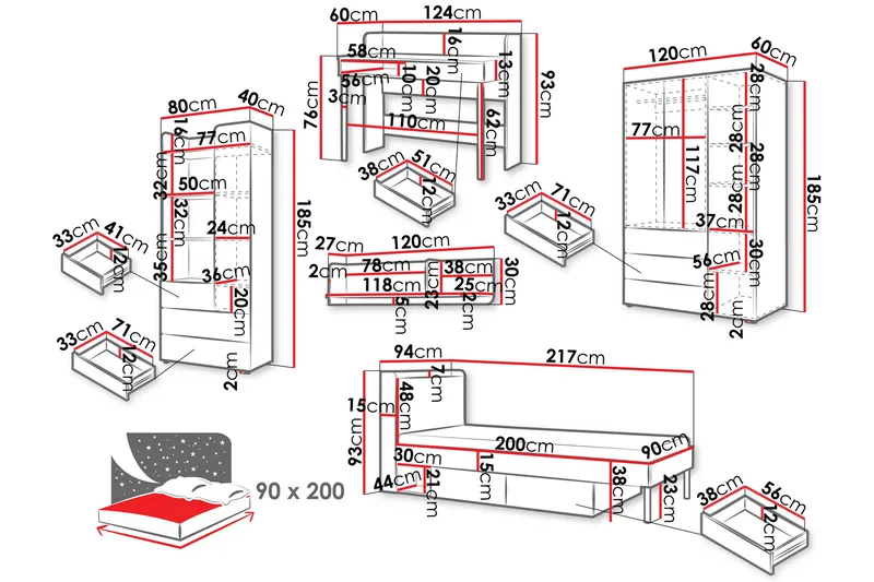 Buhan Møbelsæt til Soveværelse - Beige / Brun - Møbler - Møbelsæt - Møbelsæt til soveværelse