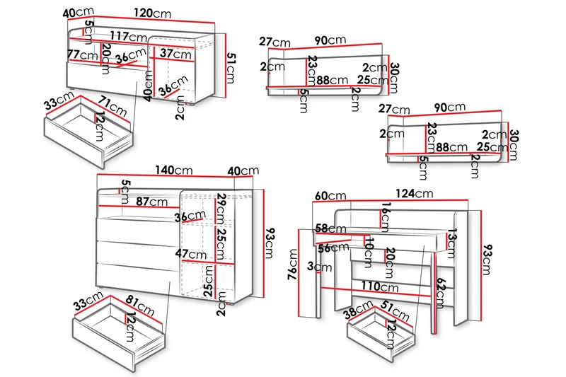 Buhan Møbelsæt til Soveværelse - Beige / Brun - Møbler - Møbelsæt - Møbelsæt til soveværelse