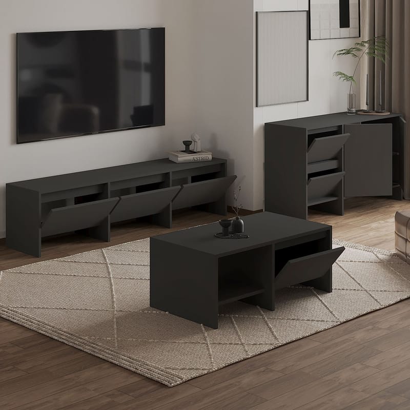 Crala Stuemøbelsæt 160x40x35 cm - Antracit - Møbler - Møbelsæt - Møbelsæt til stuen