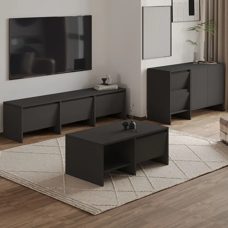 Crala Stuemøbelsæt 160x40x35 cm - Antracit - Møbler - Møbelsæt - Møbelsæt til stuen