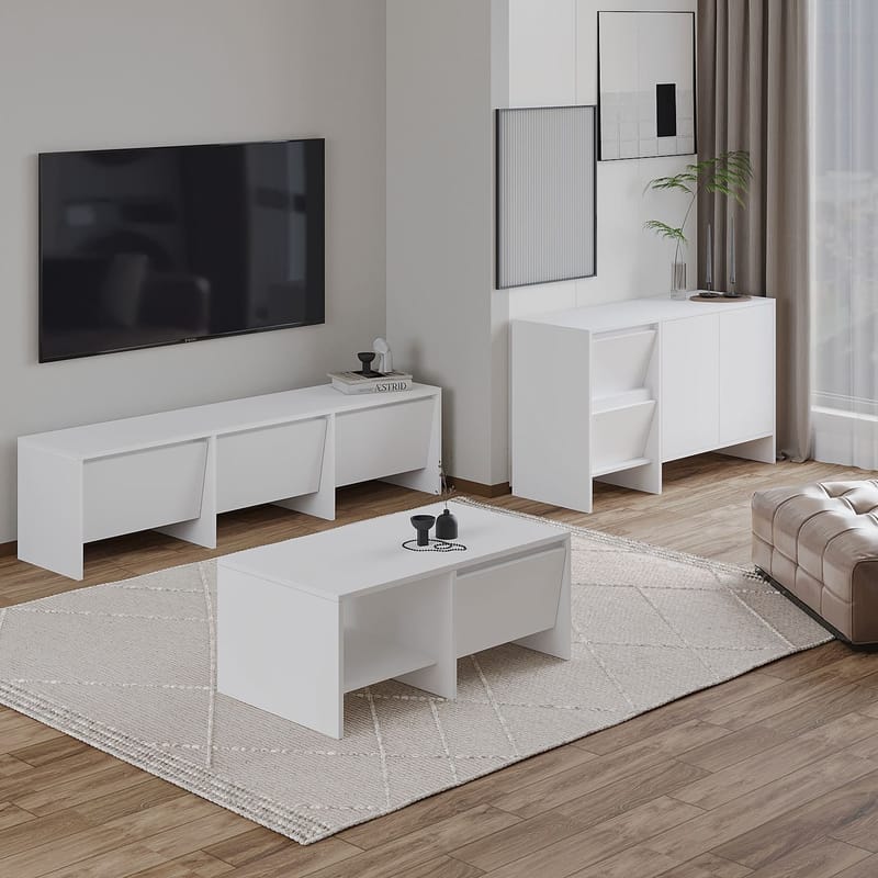 Crala Stuemøbelsæt 160x40x35 cm - Hvid - Møbler - Møbelsæt - Møbelsæt til stuen