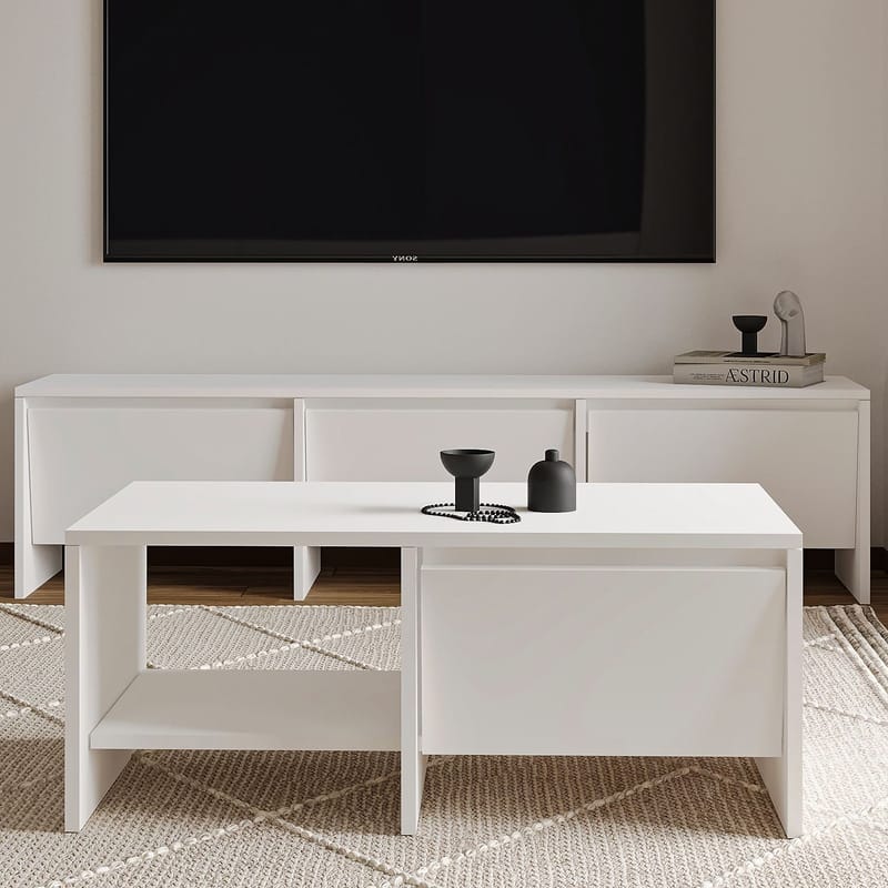 Crala Stuemøbelsæt 160x40x35 cm - Hvid - Møbler - Møbelsæt - Møbelsæt til stuen