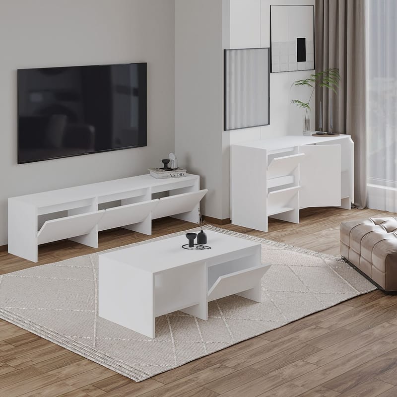 Crala Stuemøbelsæt 160x40x35 cm - Hvid - Møbler - Møbelsæt - Møbelsæt til stuen