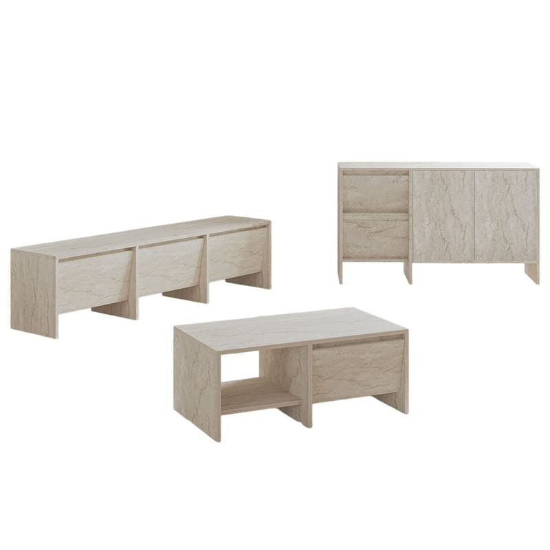 Crala Stuemøbelsæt 160x40x35 cm, Travertin