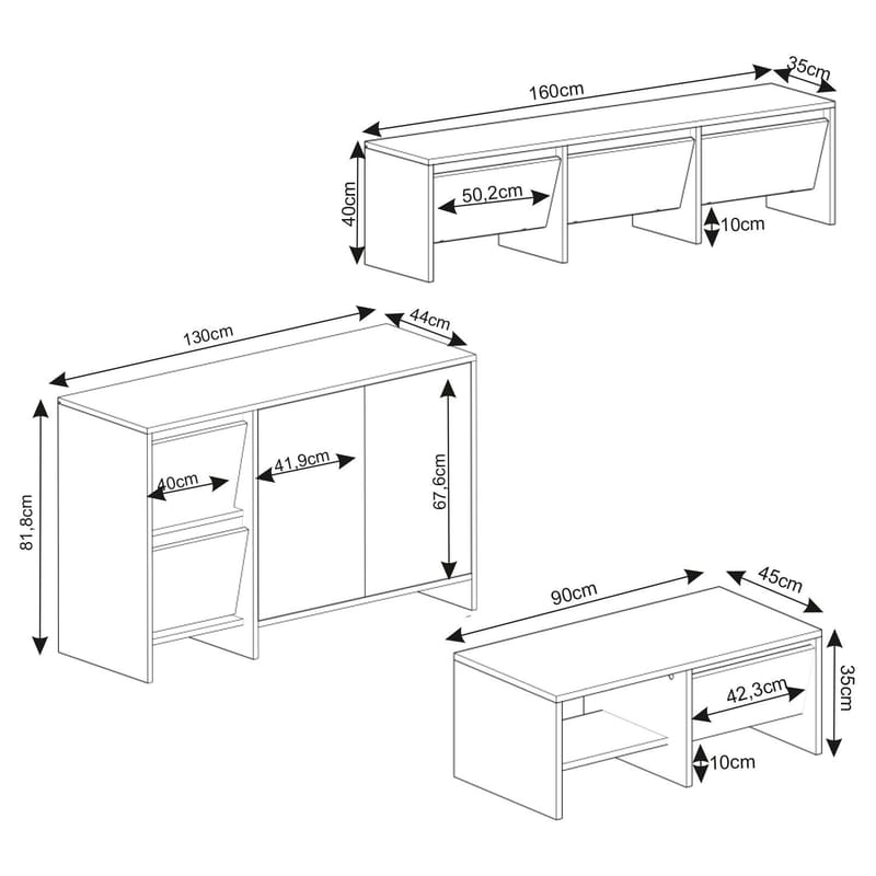 Crala Stuemøbelsæt 160x40x35 cm - Travertin - Møbler - Møbelsæt - Møbelsæt til stuen