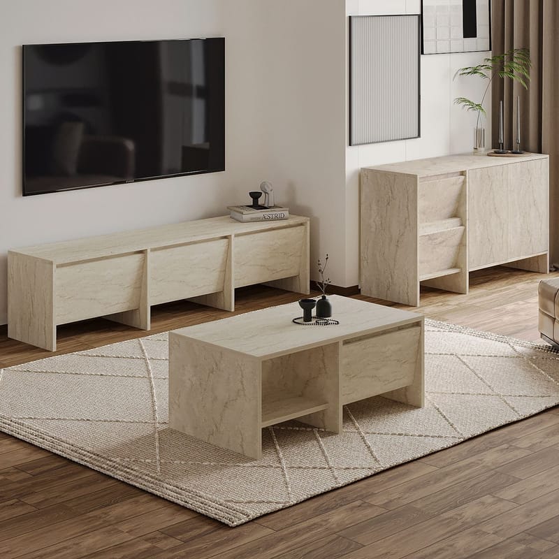Crala Stuemøbelsæt 160x40x35 cm - Travertin - Møbler - Møbelsæt - Møbelsæt til stuen