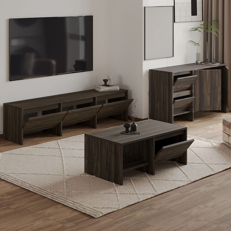 Crala Stuemøbelsæt 160x40x35 cm - Valnød - Møbler - Møbelsæt - Møbelsæt til stuen