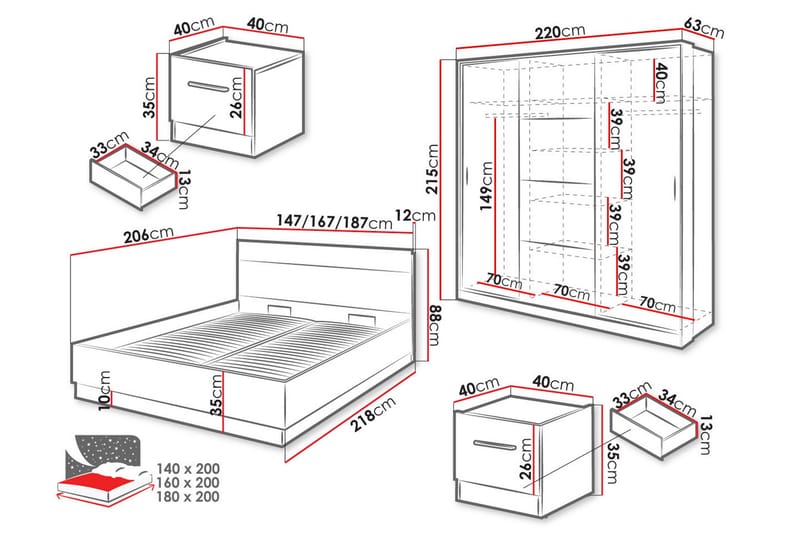Dentrona Møbelsæt til Soveværelse - Beige/Grå - Møbler - Møbelsæt - Møbelsæt til soveværelse