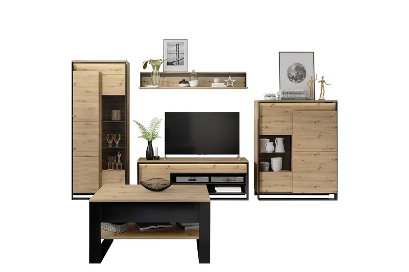 Dorana Møbelsæt til Stue, Brun/Sort