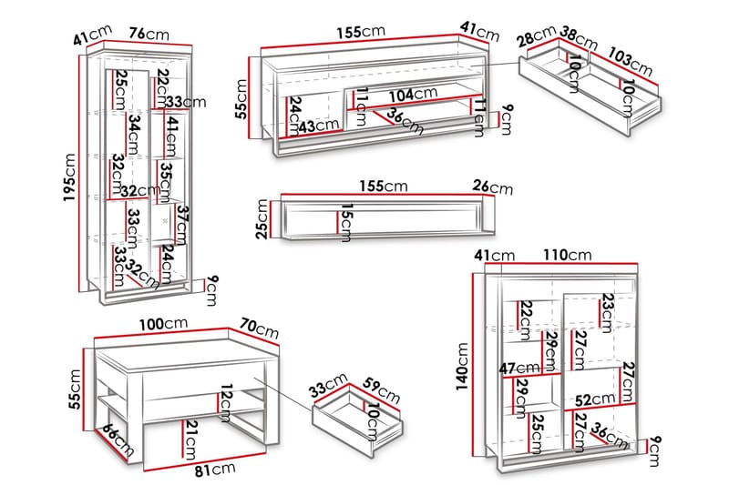 Dorana Møbelsæt til Stue - Brun/Sort - Møbler - Møbelsæt - Møbelsæt til stuen