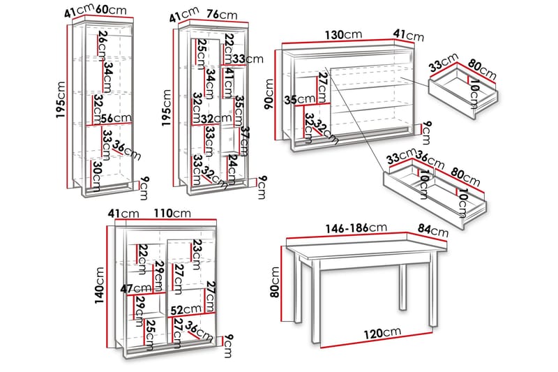 Dorana Møbelsæt til Stue - Brun/Sort - Møbler - Møbelsæt - Møbelsæt til stuen