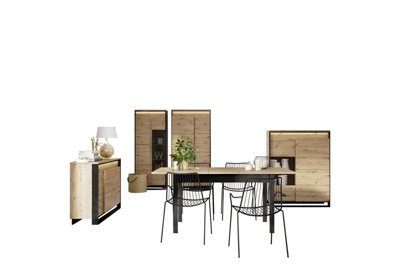 Dorana Møbelsæt til Stue, Brun/Sort