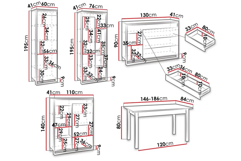 Dorana Møbelsæt til Stue - Brun/Sort - Møbler - Møbelsæt - Møbelsæt til stuen