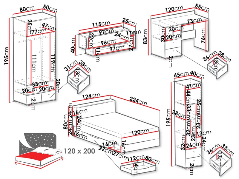 Edson Møbelsæt til Soveværelse - Møbler - Møbelsæt - Møbelsæt til soveværelse