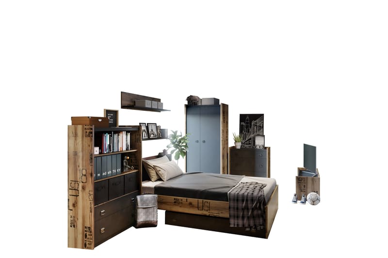 Evorana Møbelsæt til Soveværelse, Brun/Mørkegrå