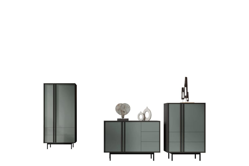 Farshiansk Møbelsæt Til Stuen - Grå/Grøn - Møbler - Møbelsæt - Møbelsæt til stuen