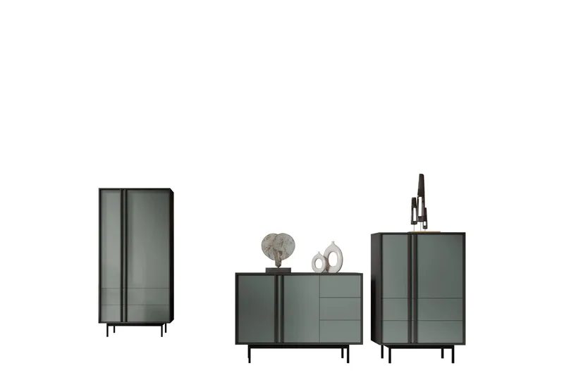 Farshiansk Møbelsæt Til Stuen, Grå/Grøn