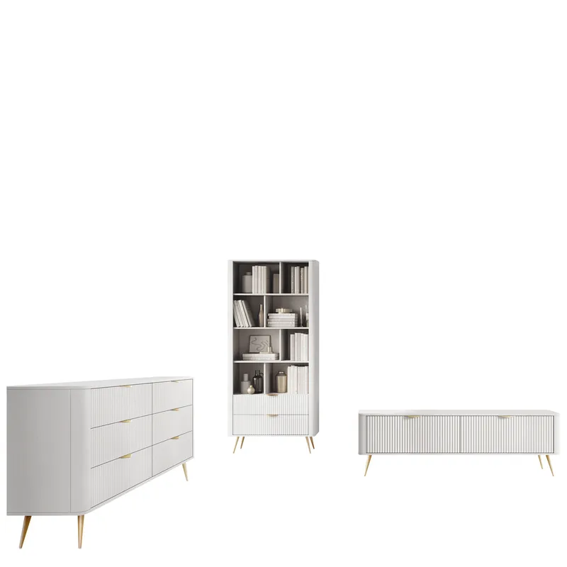 Forba Møbelsæt til stuen - TV-bænk, bogreol og skænk, hvid