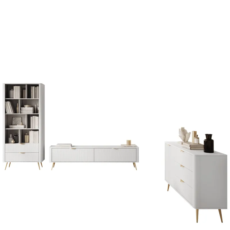 Forba Møbelsæt til stuen - TV-bænk, bogreol og skænk, hvid
