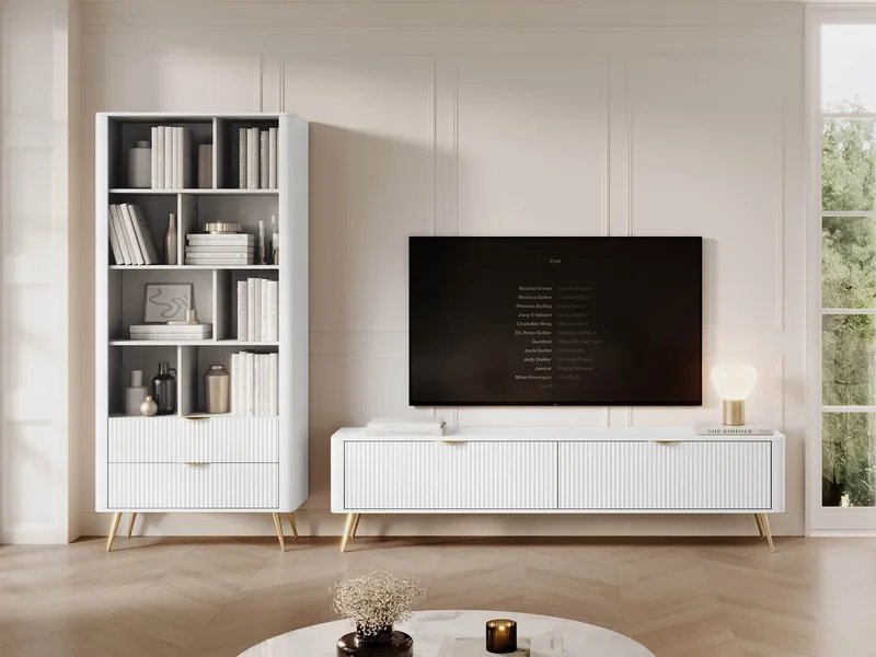 Forba Møbelsæt til stuen - TV-bænk og bogreol - hvid - Møbler - Møbelsæt - Møbelsæt til stuen