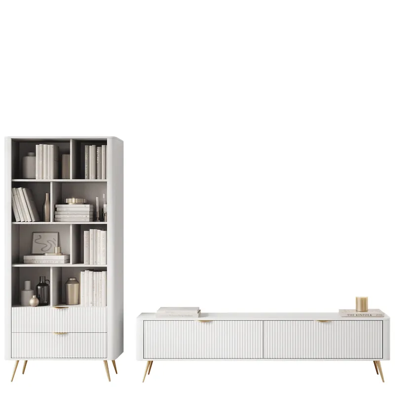 Forba Møbelsæt til stuen - TV-bænk og bogreol, hvid