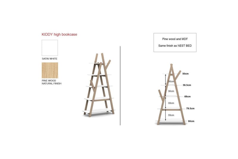 Garderobe med Seng Natbord Skrivebord Bogreol Kiddy - Møbler - Møbelsæt - Møbelsæt til soveværelse