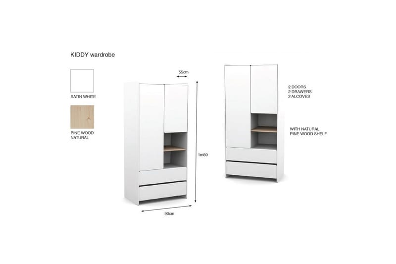 Garderobe med Seng Natbord Skrivebord Bogreol Kiddy - Møbler - Møbelsæt - Møbelsæt til soveværelse