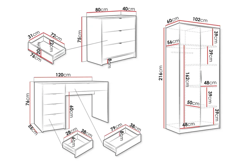 Gudelia Møbelsæt Til Stue - Hvid - Møbler - Møbelsæt - Møbelsæt til stuen