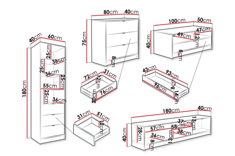 Gudelia Møbelsæt Til Stue - Hvid - Møbler - Møbelsæt - M øbelsæt til stuen