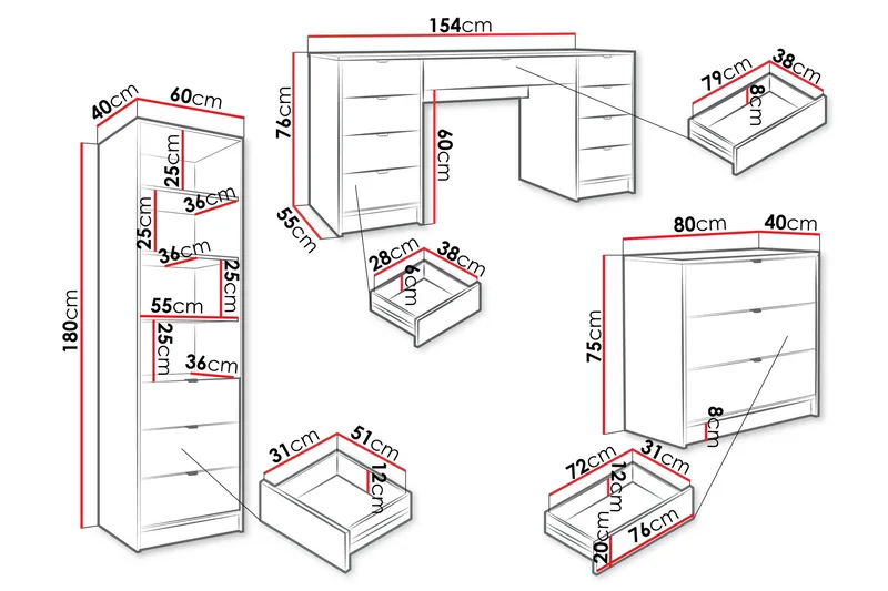Gudelia Møbelsæt Til Stue - Hvid - Møbler - Møbelsæt - Møbelsæt til stuen