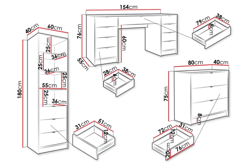 Gudelia Møbelsæt Til Stue - Sort - Møbler - Møbelsæt - Møbelsæt til stuen
