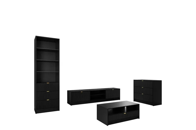 Gudelia Møbelsæt Til Stue - Sort - Møbler - Møbelsæt - Møbelsæt til stuen
