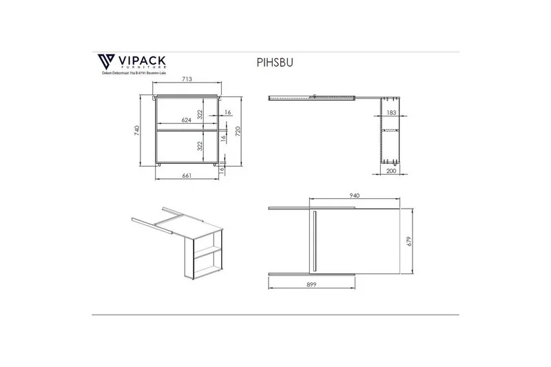 Halvhøj seng med skrivebord, fireskabs skab, hængende hylde og tos dørs skab Pino - Møbler - Møbelsæt - Møbelsæt til soveværelse