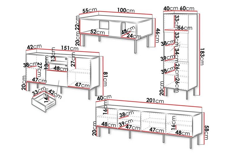 Hammarstrand TV Møbelpakke Stue - Valnød - Møbler - Møbelsæt - Møbelsæt til stuen