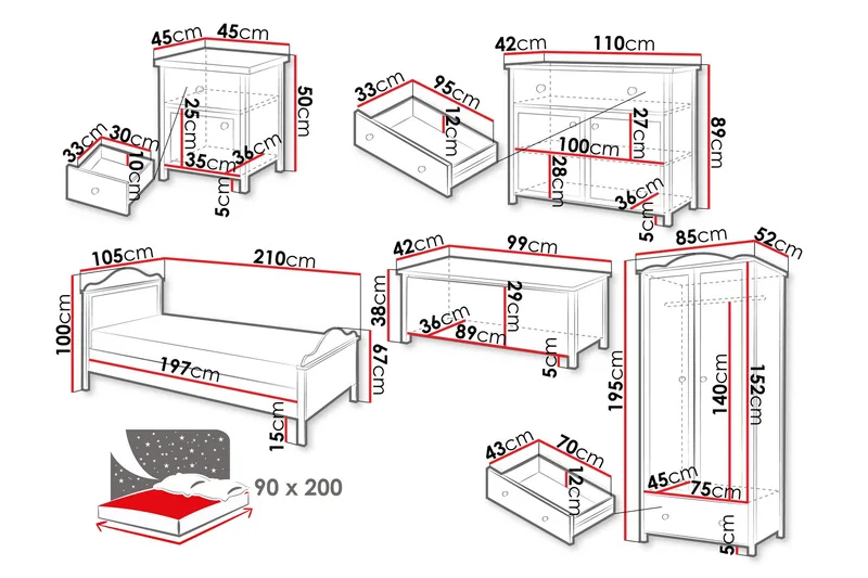 Hilts Møbelsæt til Soveværelse - Brun/Beige - Møbler - Møbelsæt - Møbelsæt til soveværelse