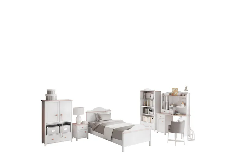 Hilts Møbelsæt til Soveværelse, Hvid/Pink
