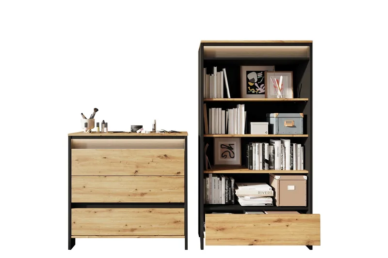 Huddinge Møbelsæt til Stue, Brun/Sort