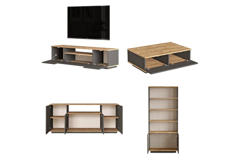 Jaivind Møbelsæt til Stue, Brun/Antracit