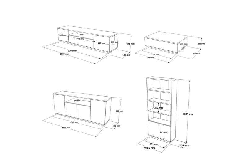 Jaivind Møbelsæt til Stue - Brun/Antracit - Møbler - Møbelsæt - Møbelsæt til stuen