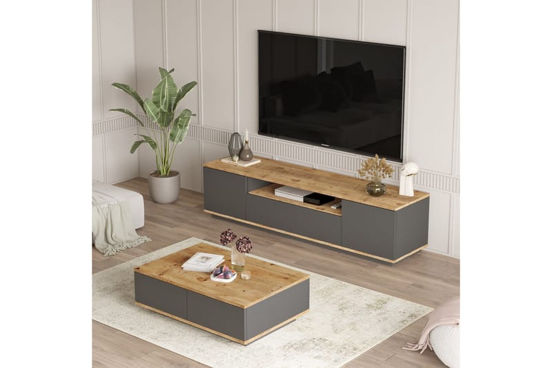 Jaivind Møbelsæt til Stue, Brun/Antracit