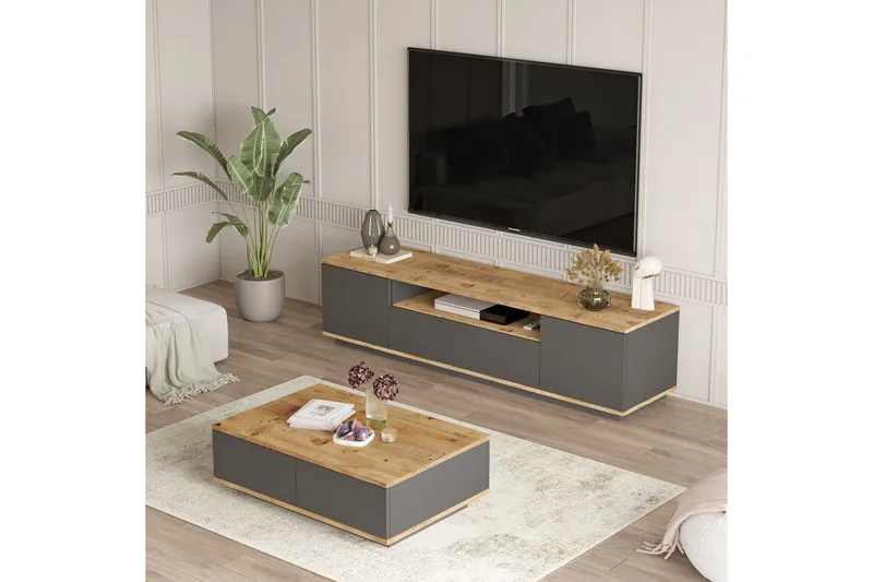 Jaivind Møbelsæt til Stue - Brun/Antracit - Møbler - Møbelsæt - Møbelsæt til stuen